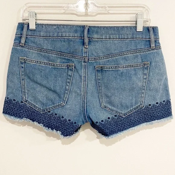 Loft | Frayed Denim Cut Off Shorts Embroidery Size 25/0 - Picture 3 of 7